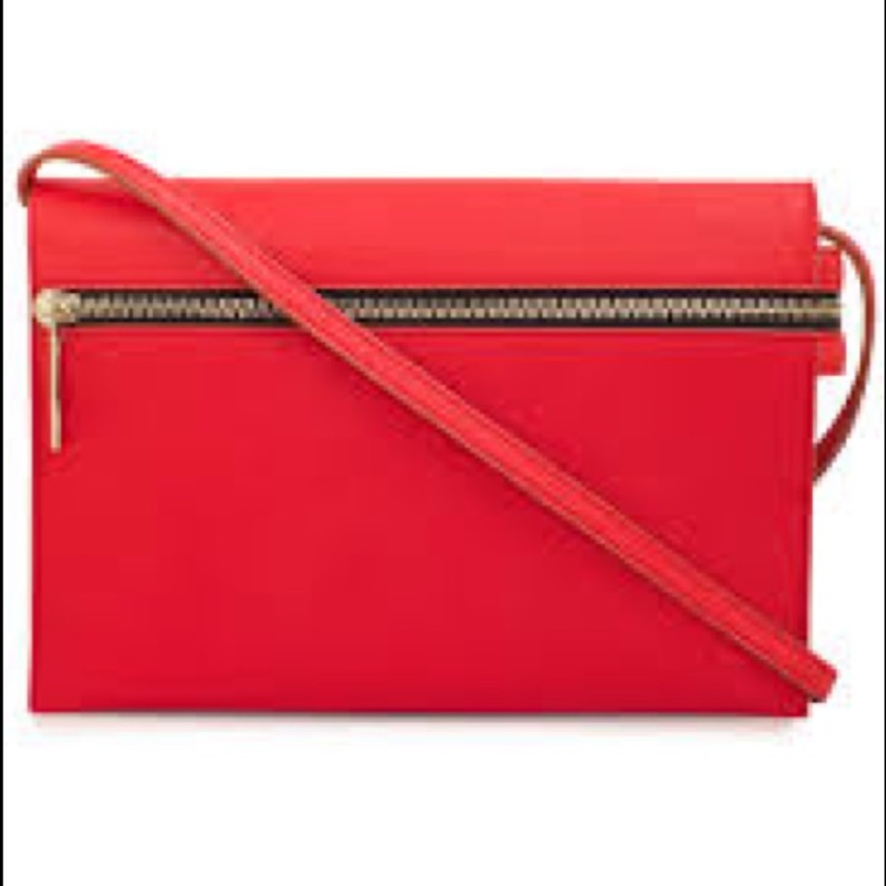 Victoria Beckham Coral Red Cross Body Clutch